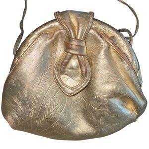 VTG Colini Handbags 80s Metallic Gold Snap Crossbody Purse Disco Glam Boho Retro